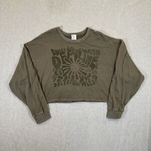 Offline by Aerie Women's Sweater Cropped Oversize Olive Green Graphic Print, Lg